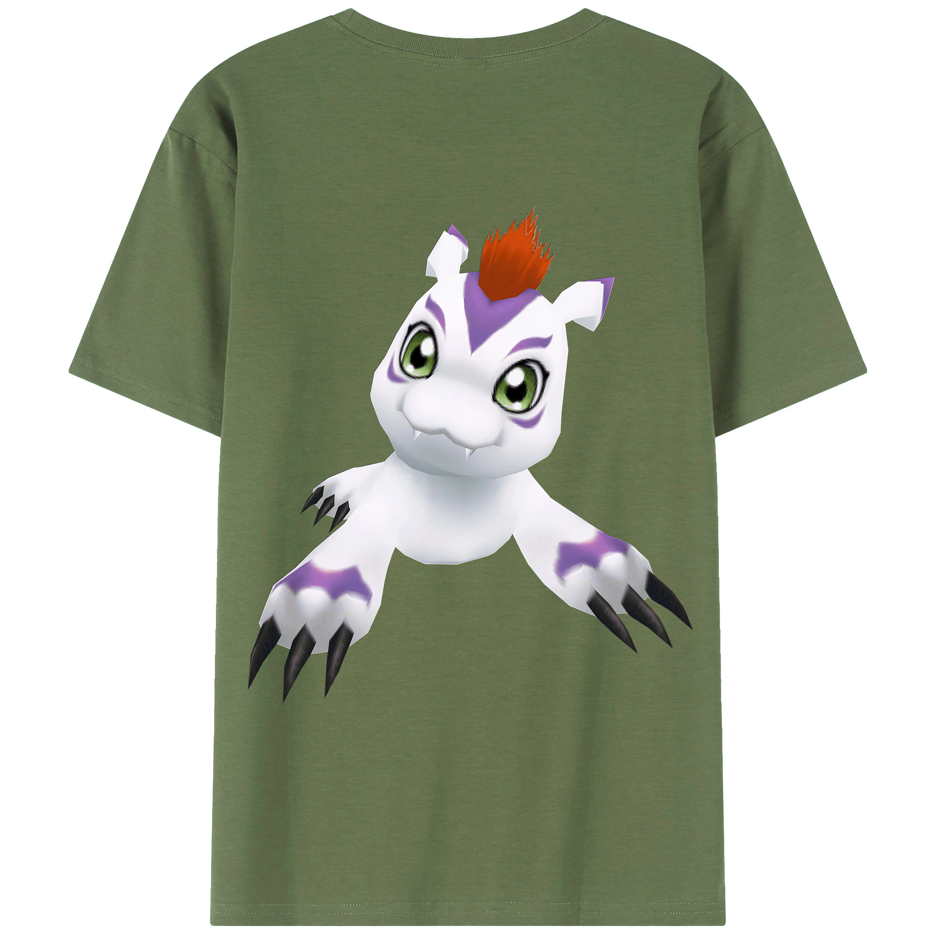 （画像用） Digimon デジタルモンスター/デジモン 綿100％ メンズ半袖Tシャツ（バックプリント） 通気性